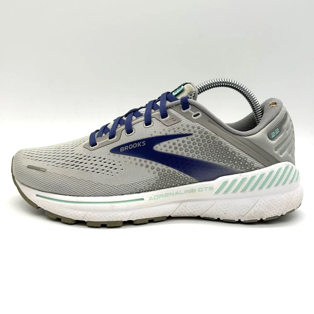 Brooks‎ Adrenaline GTS 22 Shoes Womens 10 Grey Blue Stability Running Sneakers